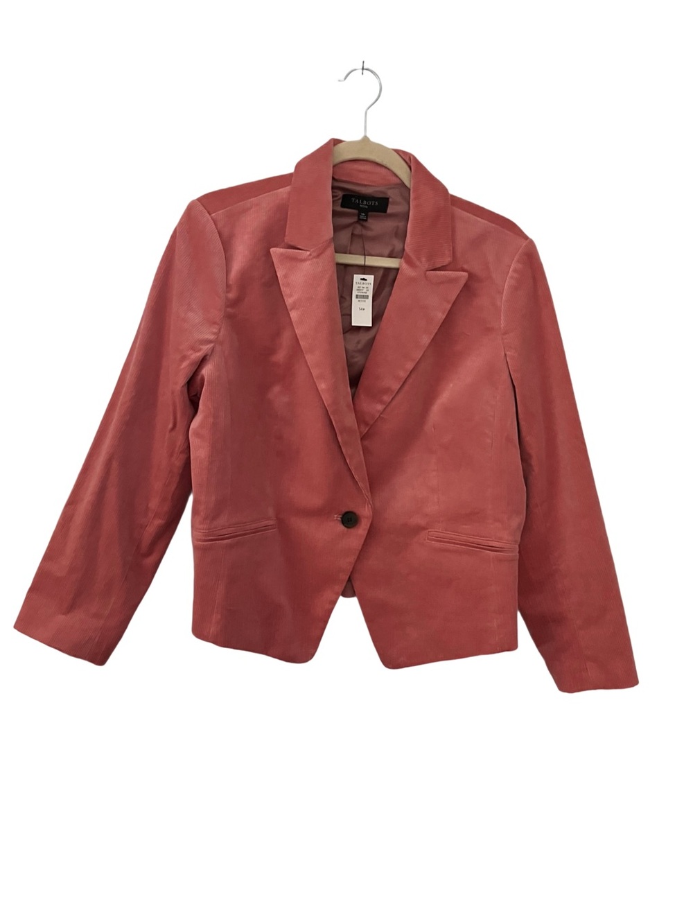 Talbots Coral Corduroy Single-Button Blazer